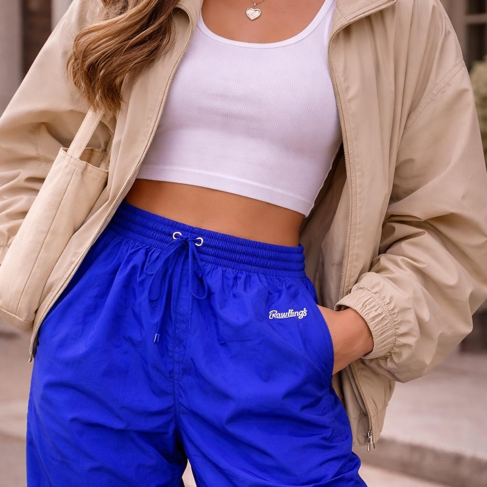 Vintage 90s Rawlings Nylon Track Pants – Electric Blue